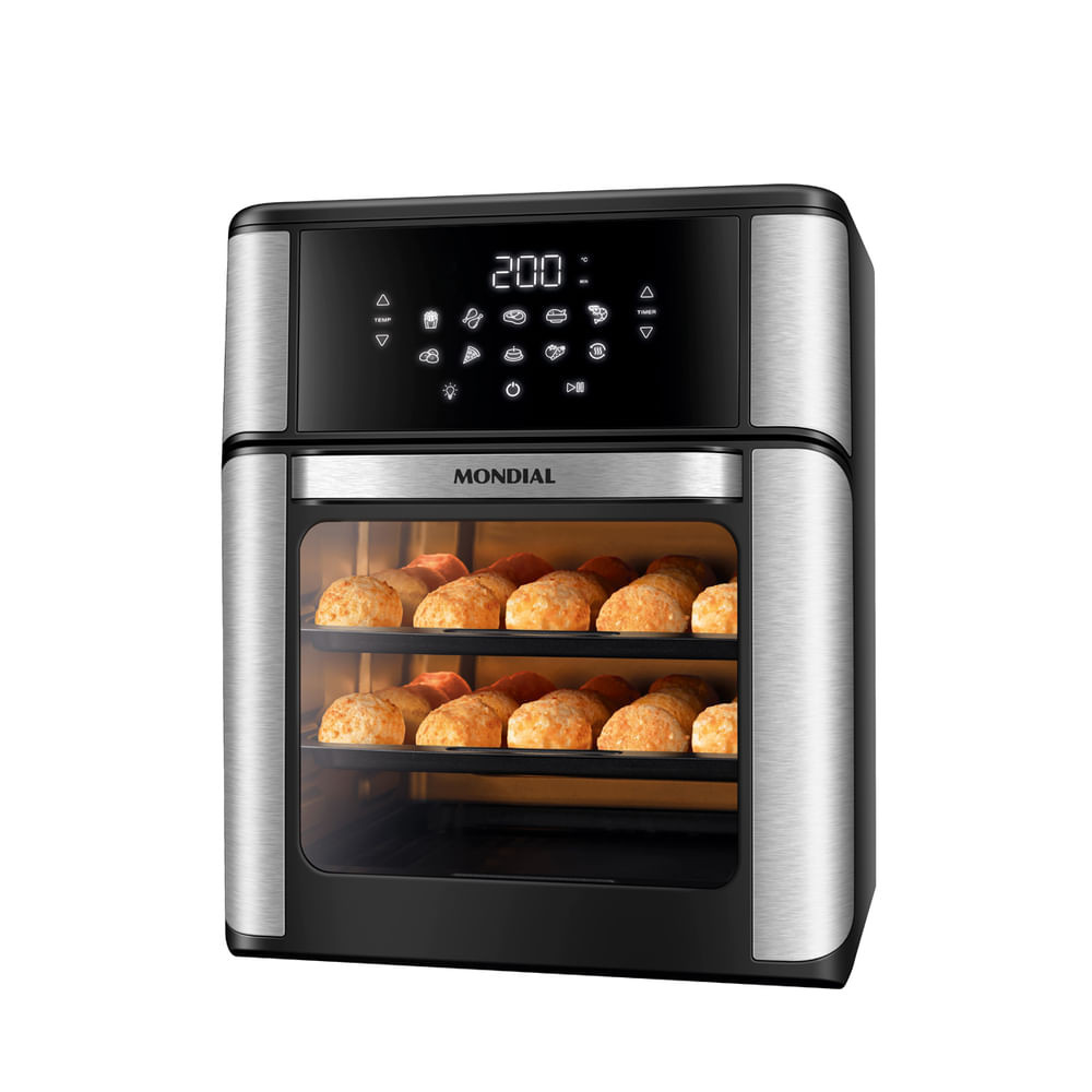 Fritadeira Air Fryer Forno Oven 12L Mondial Preto e Inox0W AFON-12L-BI