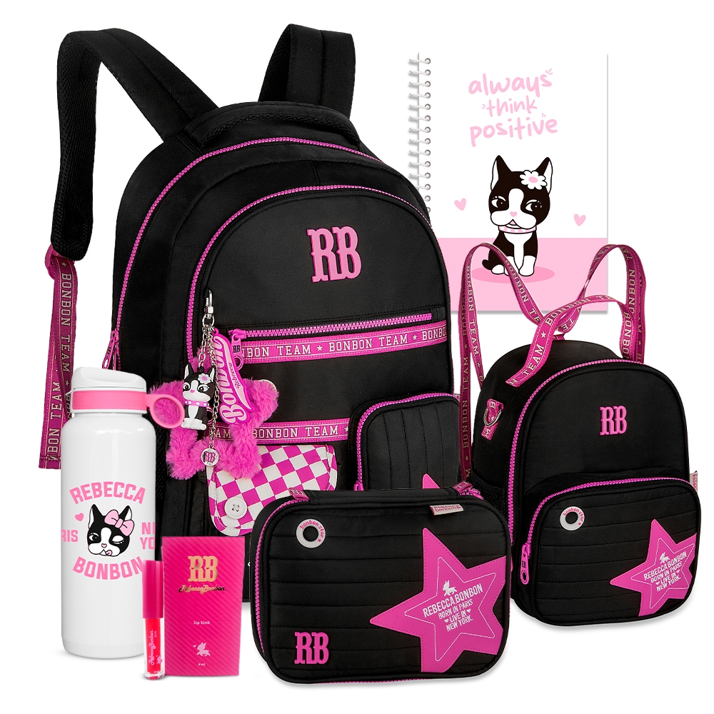 Kit Mochila Rebecca Bonbon - Lancheira Térmica + Estojo + Box Escolar Nova
                      Coleção Exclusiva Juvenil